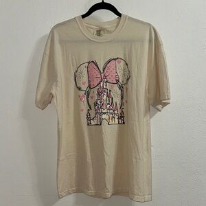 Disney Castle Minnie Ears Comfort Colors Cream & Pink T-Shirt